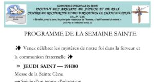 Programme de la semaine sainte au Chant d'Oiseau.